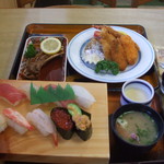 Sakana Shokudou Nagisa - 近海にぎり＋ミックスフライ＋あら煮