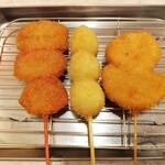 串カツ田中 - 串かつ　紅生姜､うずら､山芋