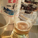 Horumon Yakiniku Hachi - 生ビールはプレモルですが、特に可もなく不可もなく・・・普通の味です