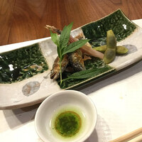 割烹 なか川 三条木屋町 - 鱧の子の和物、サーモン蓮根、鱧の南蛮漬け、川アユの塩焼き