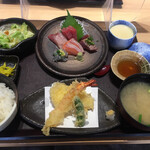 海鮮魚力 - 刺身と天ぷらのランチ　1100