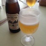 シーフードレストラン うおっせ - ビール。コップが凍ってて冷たい(^^)