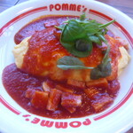 Pomu No Ki - ベーコンとモッツァレラチーズのトマトソースオムライス