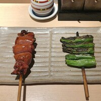 焼鳥 おみ乃 - 血肝 + ししとう