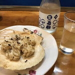 魚がし - 日本酒と焼き白子　ほんま完璧やで…