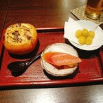 Ittetsu - 焼き柿の牡蠣入り、自家製からすみ、銀杏