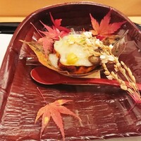 馬車道 大かわ - 柿の器に白子蕪餡