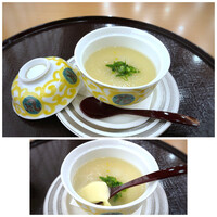 和食堂 山里 ホテルオークラ福岡 - ◆蕪すり流し 羽二重蒸し・・下は茶碗蒸しで、上には蕪のすり流し。胃にも優しくお味も優しい。