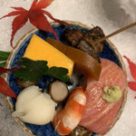 日本料理 銭屋 - ﾏｸﾞﾛ漬、むかご、ゆりね、からすみ、どじょうの蒲焼