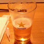 月夜 - 生ビール(グラス)400円飲みかけ