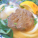 ふる里うどん  - 塊なのでかけ出汁に沈んだ部分もあって、 見た目よりも大きなフェレ肉でした。