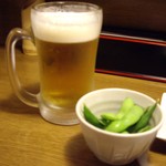 伍味酉 - ビールとお通し.JPG