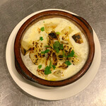 Oven baked potatoes and parmesan cream