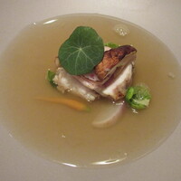 Recette - 淡路の三年トラフグ 白子 松茸 松茸とすだちを絞ったフュメ・ド・ポワソン