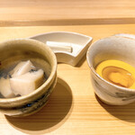 日本料理こまつ - 鮑、雲丹ソース