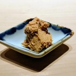 鮨 唐島 - あん肝と奈良漬けの和え物