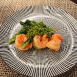 神楽坂芝蘭 - 海老と青菜の塩炒め