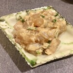 鮨 心白 - 皮剥の肝和えです　たっぷりめなのでゆっくり酒のアテにできます