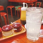 Horumon Yakiniku Shiawaseya - ★★★ゆずサワー 中 440円 ビールジョッキなので普通かな！無料キャベツぐらい出さないとリピートする価値は無いな！