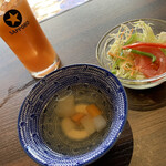 THAIFOOD DINING マイペンライ - ランチのサラダ、スープ