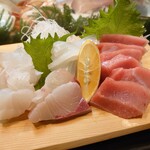 かわなみ鮨 - お刺身(大トロ、白烏賊、縞鯵、ハタ)