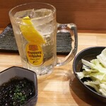 焼き鳥 ばかちん - ハイボルボルとキャベツベツベツとモズクズクズク