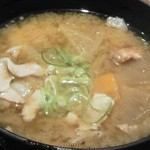 Ningyouchou Tanisaki - 201208 谷崎　ﾗﾝﾁ（冷しゃぶ定食）（具沢山の豚汁）.jpg