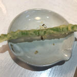 手打ち蕎麦 邑人 - いんげんの天ぷら