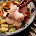 緒方 - ⑦生雲子(真鱈の生白子)(宮城県宮古産)、九条葱ポン酢
      超特選の淡い桃白色の白子、薄皮の硬さが無くプルプルのトゥルトゥル
      臭みゼロでありながら、白子のコクのある旨みを堪能！