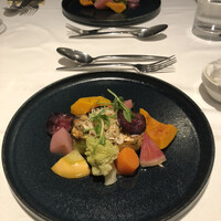 Lien - 『北海道産帆立貝 広島県産真牡蠣 小エビ 焼き海苔の温製ムーステリーヌ』