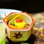 白船荘 新宅旅館 - 隠元、人参、ぜんまい　黄身酢掛け