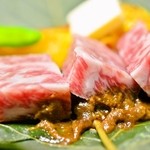 白船荘 新宅旅館 - 台の物　黒毛和牛アップ