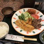 キッチン　まつ本 - エビフライ&焼肉　＋コロッケ追加