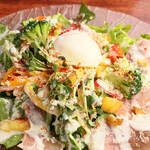 Caesar salad with crispy fried burdock