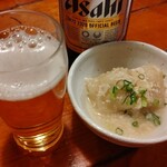 源左ェ門 - 瓶ビール　650円　お通し　不明円