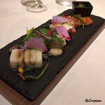 カーサ・デル・チーボ - 穴子ﾃﾘｰﾅ､鰤 瞬間薫製､鮟鱇ﾃﾘｰﾅ､秋鮭ｱﾌﾐｶｰﾄ､白魚ﾛｻﾞﾏﾘｰﾅ