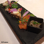 カーサ・デル・チーボ - 穴子ﾃﾘｰﾅ､鰤 瞬間薫製､鮟鱇ﾃﾘｰﾅ､秋鮭ｱﾌﾐｶｰﾄ､白魚ﾛｻﾞﾏﾘｰﾅ