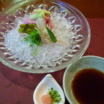 熱海荘 - 替り鉢：冷やししゃぶしゃぶ　牛肉　夏野菜色々　薬味　ポン酢