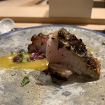 すし昇 - トロ鰆タタキと真タコ柔らか煮と胡麻豆腐　酢味噌ソース