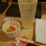Yakitori Yuu - レモンサワーと茶碗蒸しで乾杯