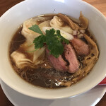 中華そば 先﨑 - 地鶏醤油SOBA 海老ワンタン 合鴨ロースト