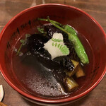 五彩 町家和食 - 茄子揚げ浸し。控えめな味付け。良し。