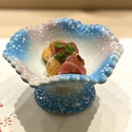 鮨まつもと - まぐろの頭肉のあんきもジュレポン酢掛け