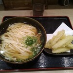 本格派博多うどん はし田たい吉 - かけ（中盛）+ごぼう天