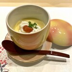 鮨まつもと - 鱈と白子と梅肉の茶わん蒸し