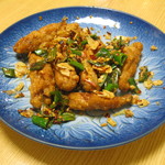 ゆたか - ('12/08)手羽のピリカラニンニク炒め（400円）お値打ちの値段でビールがすすみます。