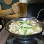 郷家 松前店 - モツ鍋（塩）、ビールに合う〜(*´Д｀)