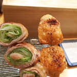 焼き鳥 ばかちん - レタス明太巻と手羽塩