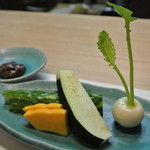 久原 - 【2012.8】産地直送生野菜と自家製葱味噌