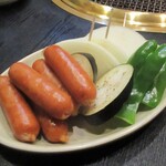 うまい亭 - ウインナーと焼き野菜。　　　　　2020.12.04